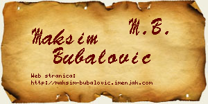 Maksim Bubalović vizit kartica